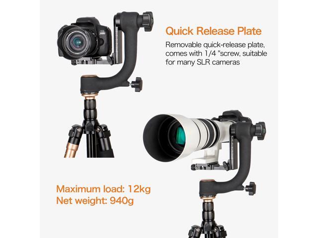 Koolehaoda Professional Heavy Duty Metal Gimbal Tripod Head with with Arca Swiss Quick Release Plate and Bubble Level for Digital SLR Cameras up to...