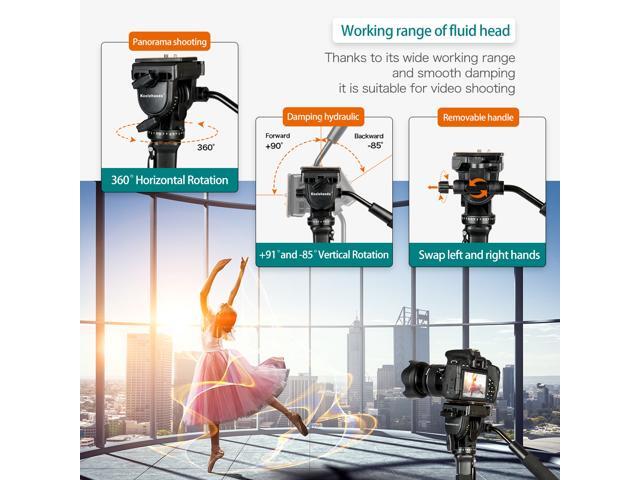 Koolehaoda Camera Aluminum Monopod with Fluid Head and Foldable Tripod Base for DSLR Camera. Max Height 148cm / 58 inch. Payload up to...