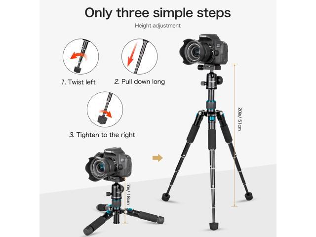 Koolehaoda Portable Mini Tripod Aluminum Alloy Tabletop Tripod Height 20 inch / 51cm with 360 Degree Ball Head and Bag for DSLR Camera, Video...