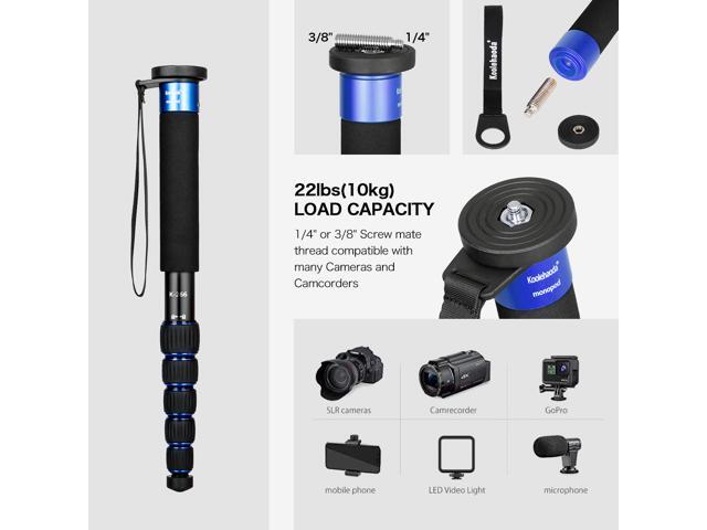 koolehaoda 6-Section Monopod Compact Portable Photography Aluminum Alloy Unipod Stick, Max. Load 10kg / 22lbs, Folding size is only 38CM (Blue)