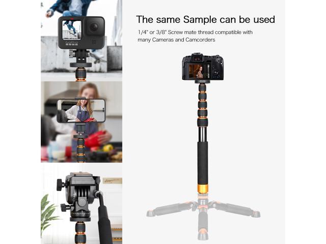koolehaoda 6-Section Monopod Compact Portable Photography Aluminum Alloy Unipod Stick, Max. Load 10kg / 22lbs, Folding size is only 38CM (Orange)