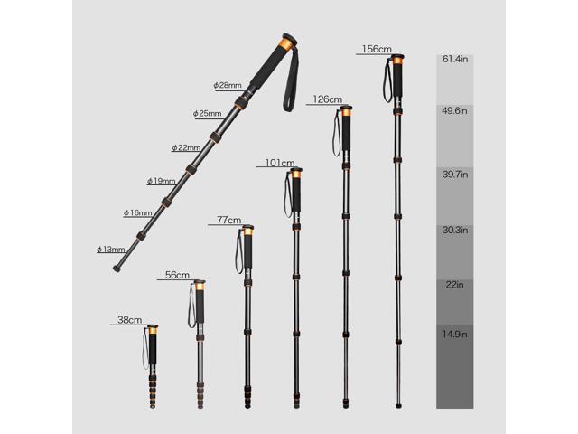 koolehaoda 6-Section Monopod Compact Portable Photography Aluminum Alloy Unipod Stick, Max. Load 10kg / 22lbs, Folding size is only 38CM (Orange)