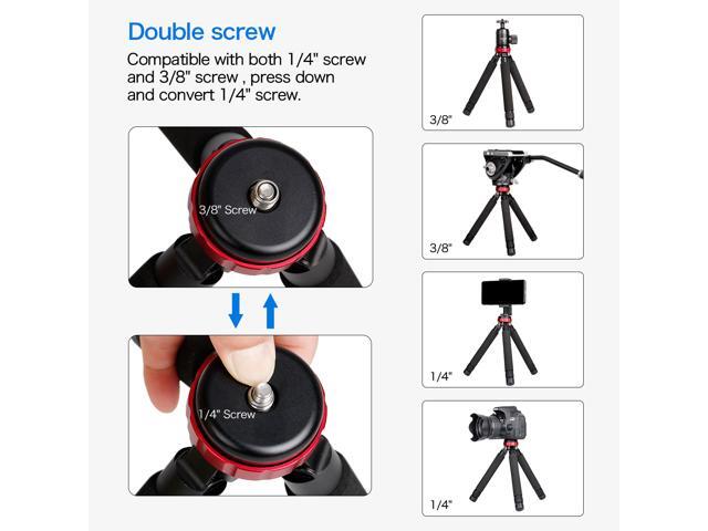 Koolehaoda Mini Camera Tripod Tabletop Tripod Max Height 33cm / 13 inch,with 1/4 and 3/8 Screw Mount and Function Leg Design, Max Load...