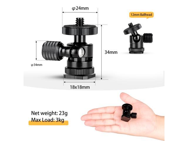 koolehaoda 1/4 Mini BallHead & Hot Shoe Mount Adapter For Camera Video Light Tripod Monopod (1/4 Ball head)