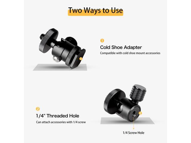 koolehaoda 1/4 Mini BallHead & Hot Shoe Mount Adapter For Camera Video Light Tripod Monopod (1/4 Ball head)
