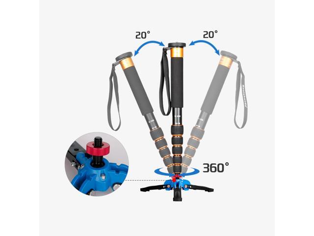 Koolehaoda Extendable Camera Aluminum Monopod with Removable Tripod Support Base. 6 Sections 16.5-63inches Adjustable, Leg max diameter:...