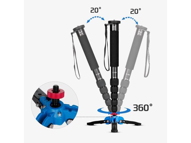 Koolehaoda Extendable Camera Aluminum Monopod with Removable Tripod Support Base. 6 Sections 16.5-63inches Adjustable, Leg max diameter:...