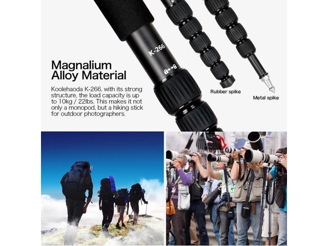 Koolehaoda Extendable Camera Aluminum Monopod with Removable Tripod Support Base. 6 Sections 16.5-63inches Adjustable, Leg max diameter:...