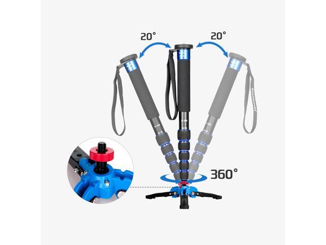 Koolehaoda Extendable Camera Aluminum Monopod with Removable Tripod Support Base. 6 Sections 16.5-63inches Adjustable, Leg max diameter:...