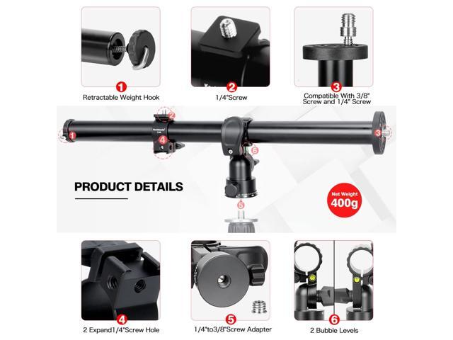 Koolehaoda Tripod Extension Arm,16.5' Horizontal Center Column Tripod Extension Arm 360° Rotatable Rotating Base for Overhead Photography, Macro...