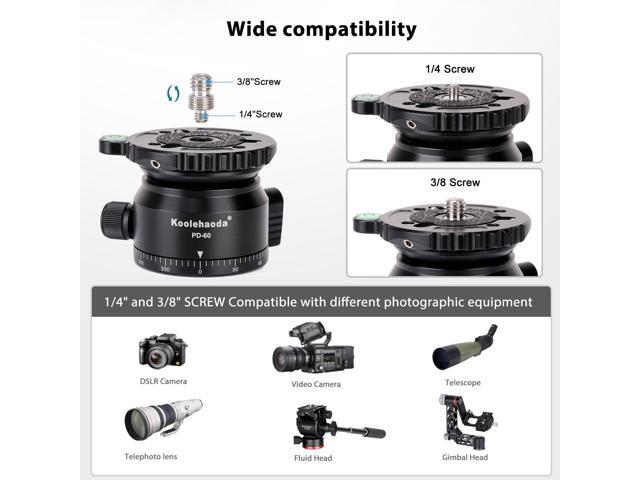 Koolehaoda PD-60 Tripod Leveling Base Camera Leveller,Inclination 15 °, with 3/8' Thread, Offset Bubble Level and 360° Panoramic Base for Video...