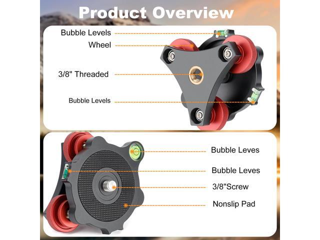 koolehaoda Leveler with Bubble Level LP-64 for Tripod 3/8 Mounting Screw 3 Adjustment Dials for Camera Tripod