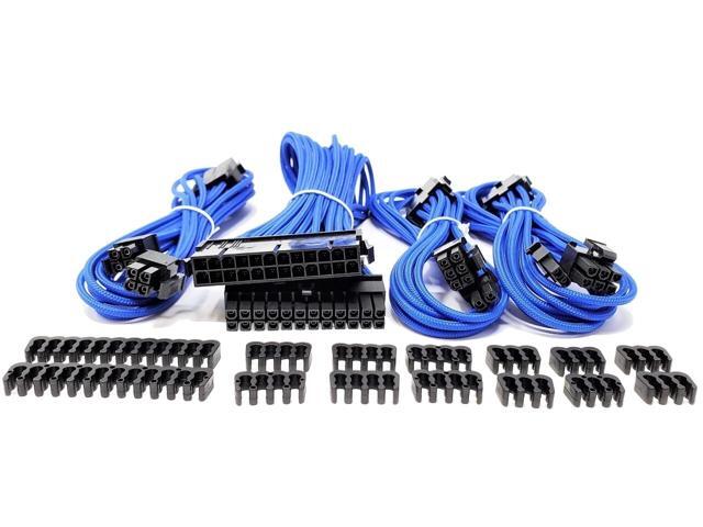Micro Connectors Premium Sleeved PSU Cable Extension Kit (Blue)