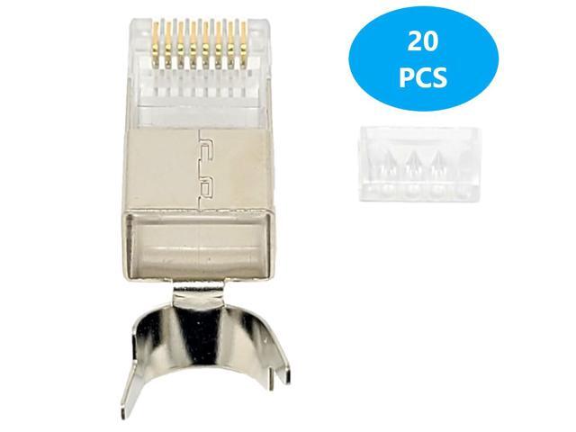 Micro Connectors Metal Shielded (FTP) RJ45 Connectors rated for stranded & solid CAT 7/6A/6 cable (20-Pack) (C20-088L7S-20)
