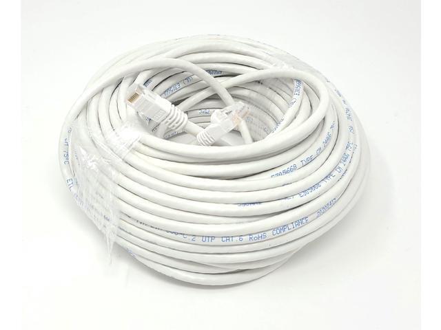 Micro Connectors 50 ft. Cat6 Molded Snagless RJ45 UTP Networking Patch 24 AWG Cable, White (E08-050W)