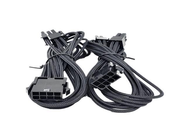 Micro Connectors 1.5 Feet Premium Sleeved 8-Pin (6+2) PCI-e GPU Power Extension Cable -Black / 2-Pack (F04-8PCE-BK2P)