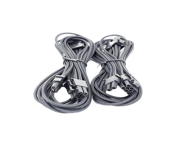 Micro Connectors 1.5 Feet Premium Sleeved 8-Pin (6+2) PCI-e GPU Power Extension Cable -Black / 2-Pack (F04-8PCE-BK2P)