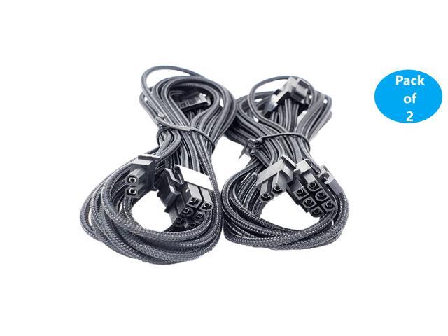 Micro Connectors 1.5 Feet Premium Sleeved 8-Pin (6+2) PCI-e GPU Power Extension Cable -Black / 2-Pack (F04-8PCE-BK2P)