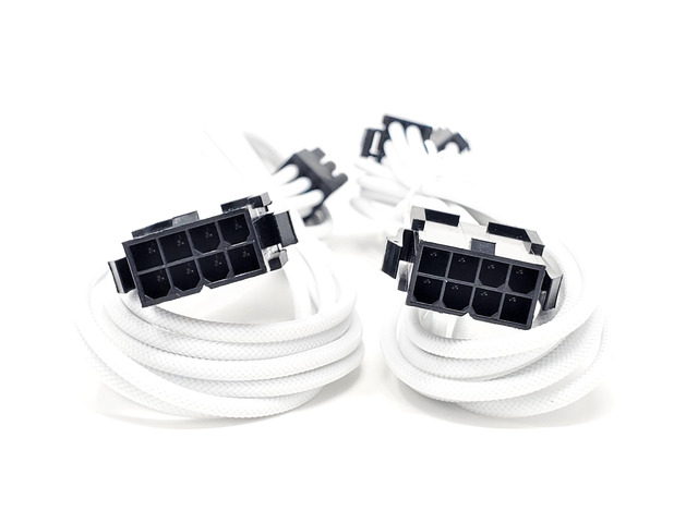Micro Connectors 1.5 Feet Premium Sleeved 8 (6+2) Pin PCI-e GPU Power Extension Cable / White / 2-Pack (F04-8PCE-W2P)