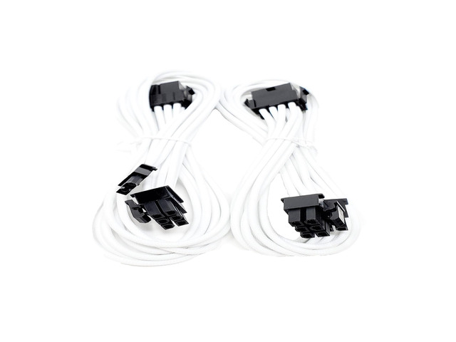 Micro Connectors 1.5 Feet Premium Sleeved 8 (6+2) Pin PCI-e GPU Power Extension Cable / White / 2-Pack (F04-8PCE-W2P)