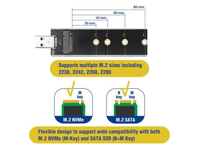 Micro Connectors M.2 NVMe & SATA SSD to USB 3.2 Gen 2x1 Type-A Adapter (NVME-S32USBA)