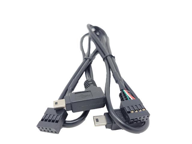 Micro Connectors 2 Feet Mini USB 90 Degree Right Angle to 9 Pin Motherboard Cable 2-Pack (MSP-MINI9P-2P)