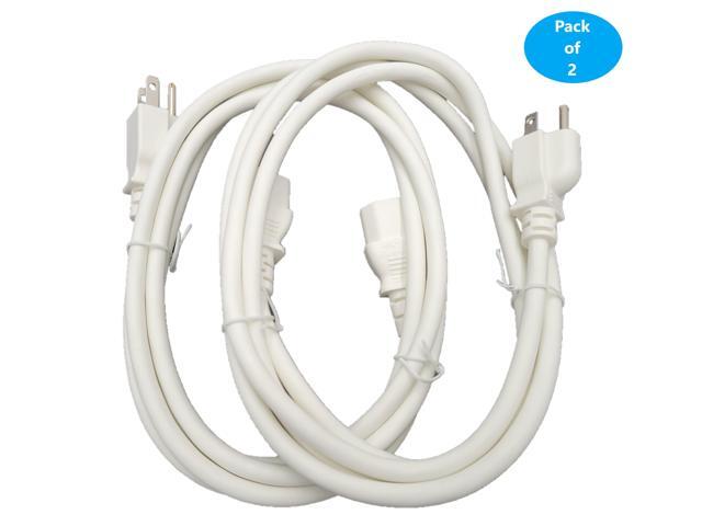 Micro Connectors 6 feet Universal AC Power Cord (18 AWG) White 2-Pack (M05-113ULWH-2P)