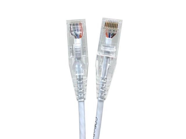 Micro Connectors 10 Feet CAT6A 10Gbps UTP 28 AWG Ultra Slim Ethernet Cable / White (5-Pack) (E09-010W-SL5)