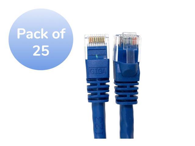 Micro Connectors 1 Foot CAT 6 Molded UTP Snagless RJ45 Networking Patch Cable - Blue 25-Pack (E08-001BL-25)