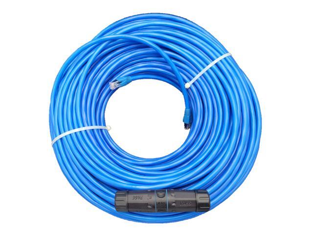 Micro Connectors 200 Feet CAT6 Outdoor-Rated Shielded Ethernet Cable Kit with Waterproof Coupler - Blue (E08-200BLOU-KT)