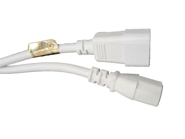 Micro Connectors 6 Feet AC Power Extension Cord 18AWG (C13 to C14) White (M05-113EULW)