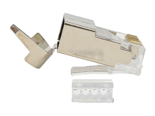 Micro Connectors 250 Feet Cat7 23AWG Solid & Shielded Bulk Ethernet Cable (S/FTP) CMR Riser-rated/White with 10-Pack Universal Shielded RJ45...