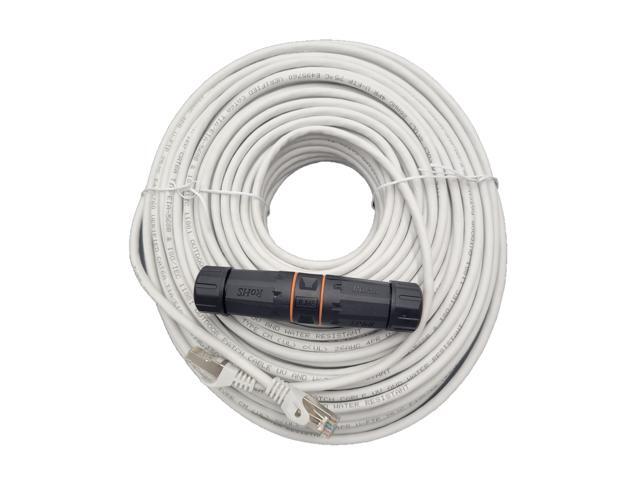 Micro Connectors 150 Feet CAT6A Industrial Outdoor-Rated Shielded Ethernet Cable Kit with Waterproof Coupler (E09-150WOU-KT)