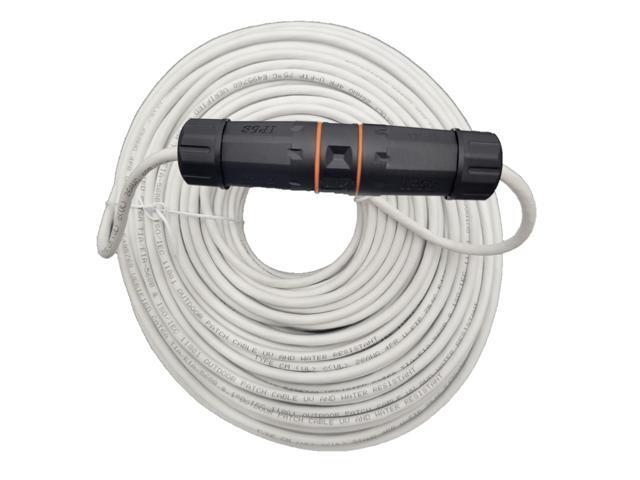Micro Connectors 200 Feet CAT6A Industrial Outdoor-Rated Shielded Ethernet Cable Kit with Waterproof Coupler (E09-200WOU-KT)