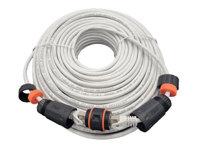 Micro Connectors 200 Feet CAT6A Industrial Outdoor-Rated Shielded Ethernet Cable Kit with Waterproof Coupler (E09-200WOU-KT)