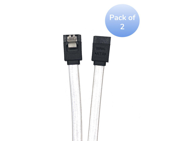 Micro Connectors 40 Inches SATA III Straight Sleeve Cable with Locking Latch (White, 2 pack) (F03-40SLW-2)