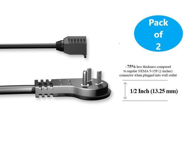 Micro Connectors 6 Feet Low Profile Angled Power Cord Extension (16 AWG ) 2-Pack (M05-113LPA6-2P)