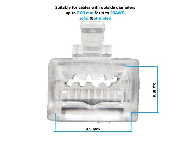 Micro Connectors CAT6A Pass Through RJ45 Modular Connectors (50-Pack) (C20-088L6AP-50)