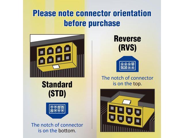 Micro Connectors PCIe 8-Pin 180 Degree Angled GPU Power Adapter, Reverse Version (3-Pack) (G08-PCIERVS-3)