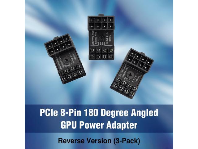 Micro Connectors PCIe 8-Pin 180 Degree Angled GPU Power Adapter, Reverse Version (3-Pack) (G08-PCIERVS-3)