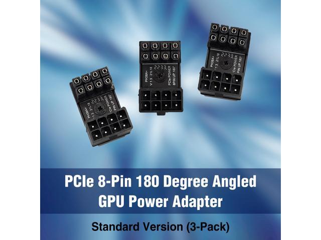 Micro Connectors PCIe 8-Pin 180 Degree Angled GPU Power Adapter, Standard Version (3-Pack) (G08-PCIESTD-3)