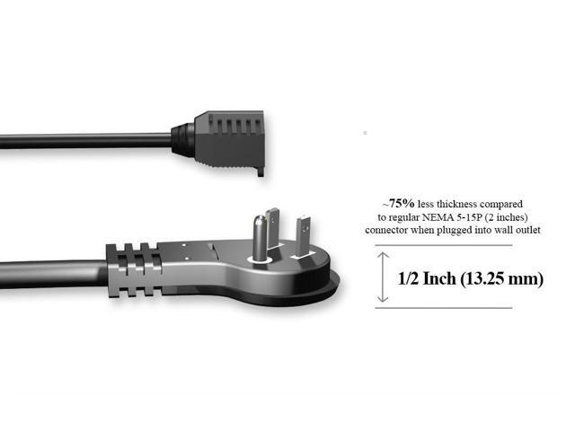 Micro Connectors 1 Foot Low Profile Angled Power Cord Extension (16 AWG ) (M05-113LPA-1)