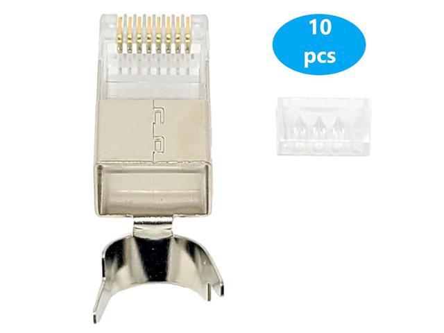 Micro Connectors 250 Feet Cat6 Solid STP Outdoor Bulk Ethernet 23AWG Cable (Blue) With 10 pcs of Shielded Modular Connectors (TR4-60BLOU250-K)