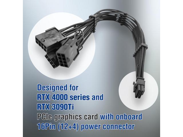 Micro Connectors Premium Sleeved 12VHPWR PCI-e 5.0 16Pin (12+4) to Triple 8-Pin GPU Power Extension Cable (F04-303BK)