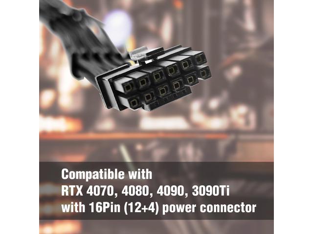 Micro Connectors Premium Sleeved 12VHPWR PCI-e 5.0 16Pin (12+4) to Triple 8-Pin GPU Power Extension Cable (F04-303BK)