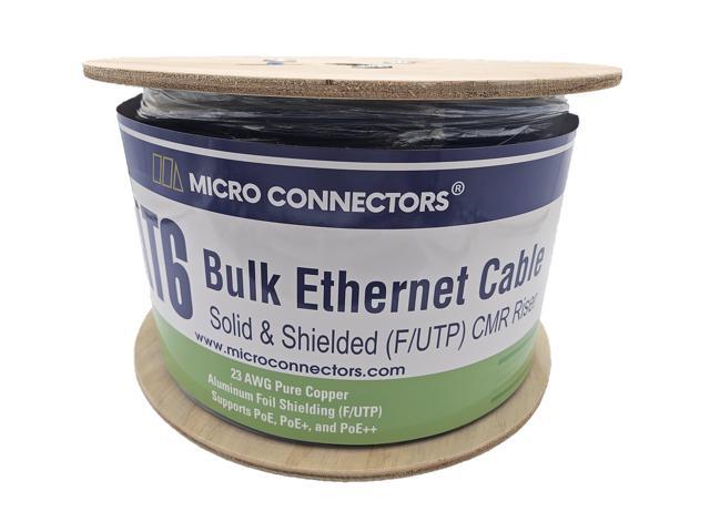 Micro Connectors 1000 feet Cat6 Solid & Shielded (F/UTP) CMR Riser Bulk Ethernet (23AWG) Cable (Blue) (TR4-560SR-BL)