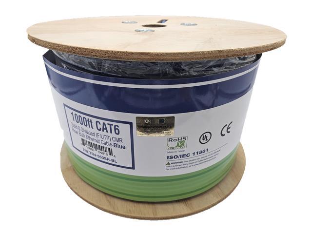 Micro Connectors 1000 feet Cat6 Solid & Shielded (F/UTP) CMR Riser Bulk Ethernet (23AWG) Cable (Blue) (TR4-560SR-BL)