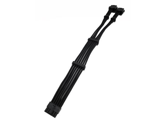 Micro Connectors Premium Sleeved 12-Pin to Dual 8-Pin PCIe GPU for RTX 30 Series Power Extension Cable (300mm) - Black (F04-250BK)