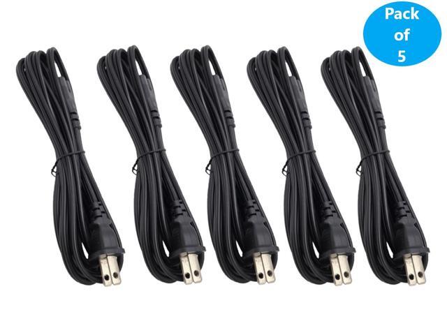 Micro Connectors 6 ft. 18AWG 2-Prong Notebook/TV/Power Cord, UL Approved -Black (5-Pack) (M05-125-5P)