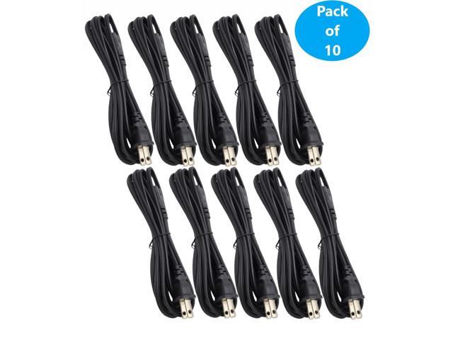 Micro Connectors 6 ft. 18 AWG 2-Prong Notebook/TV/Power Cord, UL Approved -Black (10-Pack) (M05-125-10P)